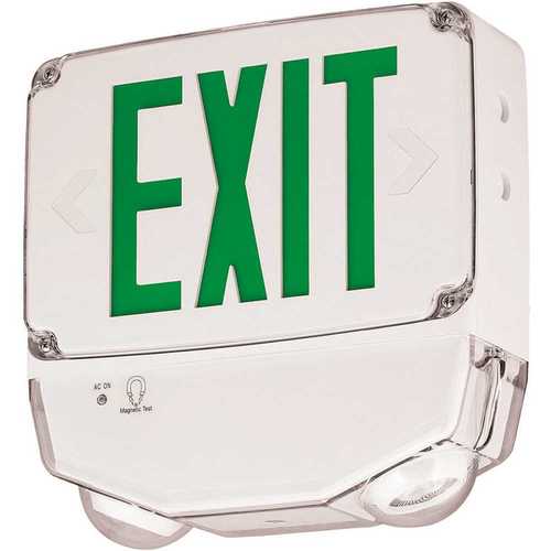 Compass 33.6-Watt Integrated LED White/Green Cold Temperature Em/Double-Face Exit Sign, Wet Location Color/Finish Family