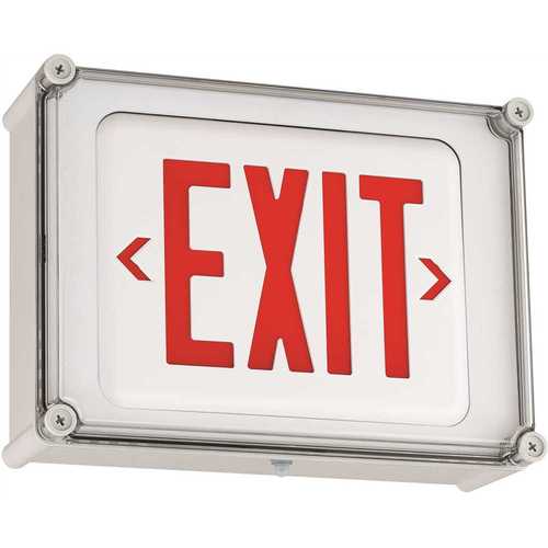 Hubbell Lighting EVE4XRW Dual-Lite 2-Watt Integrated LED White/Red NEMA 4X Exit Sign, AC Only