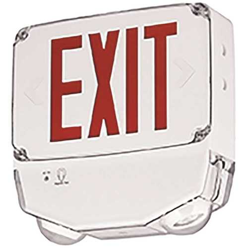 Compass 33.6-Watt Integrated LED White/Red Cold Temperature Double-Face Exit Sign, Wet Location