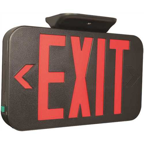 National Brand Alternative CARB Compass 1.5-Watt Integrated LED Black/Red Exit Sign, AC Only