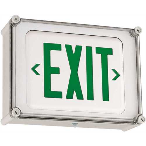 Hubbell Lighting EVE4XGWE Dual-Lite 2-Watt Integrated LED White/Green NEMA 4X Exit Sign with Battery