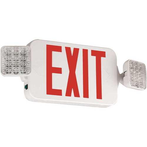 Compass 3.2-Watt Integrated LED White/Red Combination Exit/Emergency Light with Square Heads Color/Finish Family