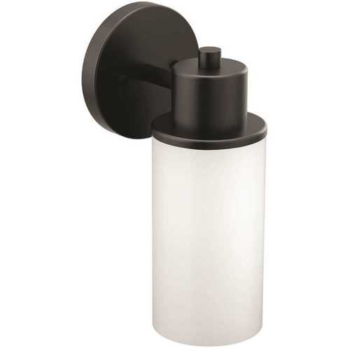 Iso 6 in. 100-Watt Equivalent Matte Black Sconce with Frosted White Glass Shade Color/Finish Family