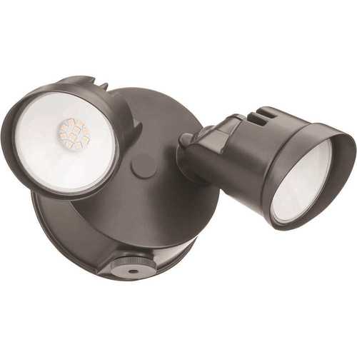 Lithonia Lighting OVFL LED 2RH 40K 120 PE DDB M4 Contractor Select OVFL Series 20-Watt Bronze Dusk to Dawn Integrated LED Outdoor 2-Head Flood Light