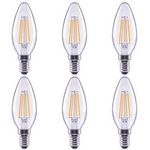 60-Watt Equivalent B11 Dimmable Clear Glass Filament Vintage E12 Candelabra Base Soft White LED Light Bulb - pack of 6