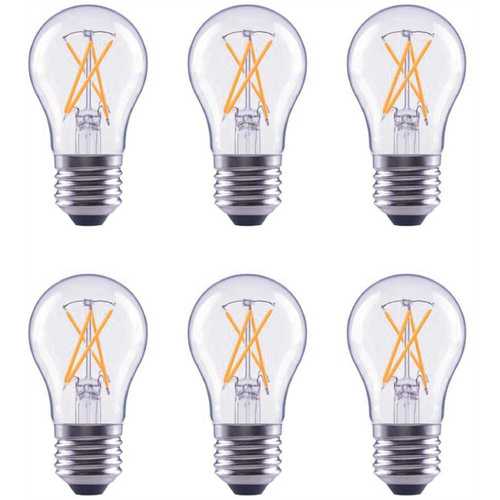 60-Watt Equivalent A15 Dimmable Clear Glass Filament Vintage E26 Medium Base Soft White LED Light Bulb - pack of 6