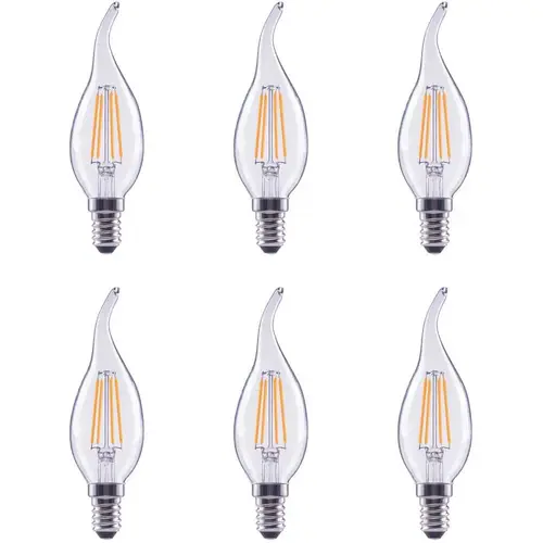 ECOSMART FG-04028 40-Watt Equivalent B11 Flame Tip Dimmable Clear Glass Filament E12 Candelabra Base Soft White LED Light Bulb - pack of 6