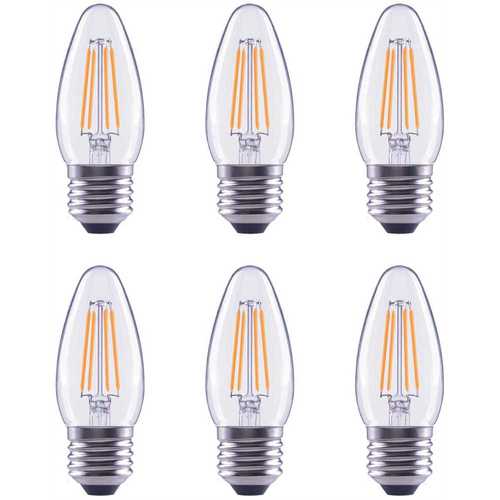 60-Watt Equivalent B11 Dimmable Clear Glass Filament Vintage E26 Medium Base Soft White LED Light Bulb - pack of 6