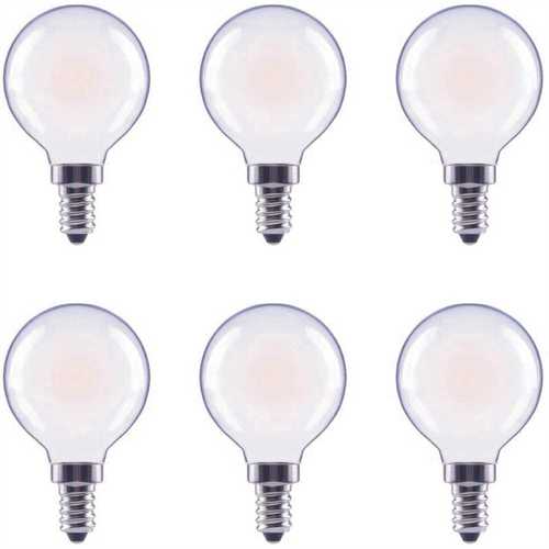 40-Watt Equivalent G16.5 Globe Dimmable Frosted Glass Filament E12 Candelabra Base Soft White LED Light Bulb - pack of 6