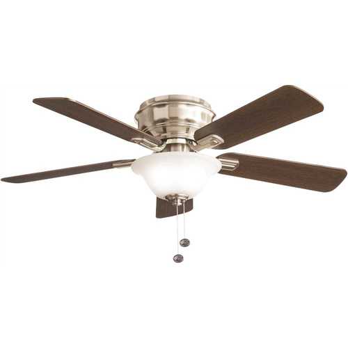 Hampton Bay YG204CI-BN Hawkins 44 in. LED Brushed Nickel Ceiling Fan with Light Kit Brown