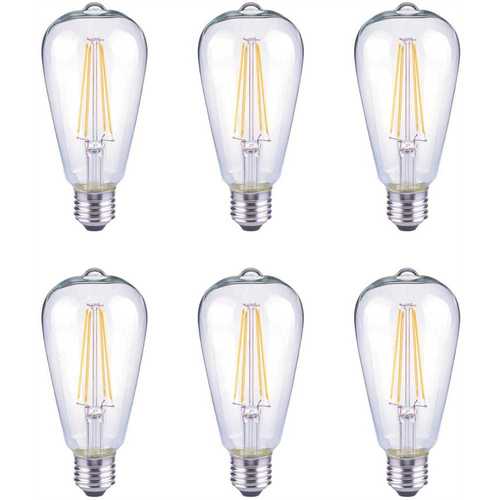 40-Watt Equivalent ST19 Dimmable Clear Glass Filament Vintage E26 Medium Base Soft White LED Light Bulb - pack of 6