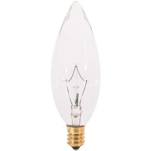 Satco S3284 60-Watt B10 Candelabra Base Torpedo Tip Dimmable Incandescent Light Bulb - pack of 25