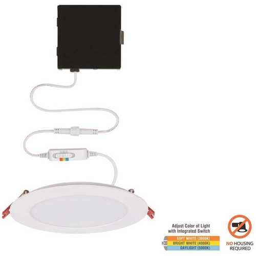 Ultra Slim 6 in. Color Selectable New Construction and Remodel Canless Recessed Integrated LED Kit White