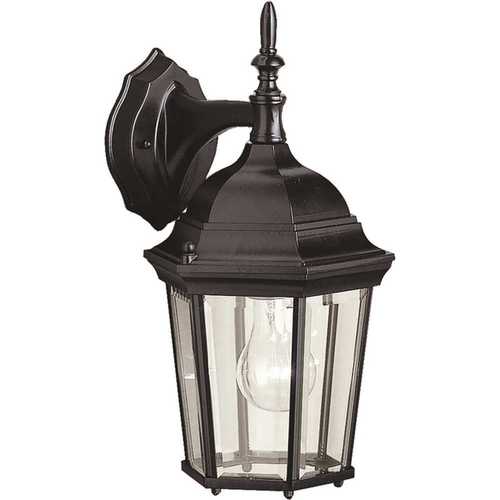 1-Light Small Outdoor Textured Black Wall Lantern Sconce