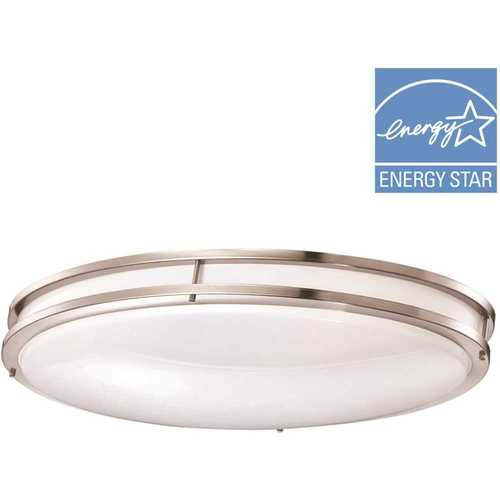150-Watt Equivalent 24 in. Brushed Nickel Low-Profile Integrated LED Flush Mount