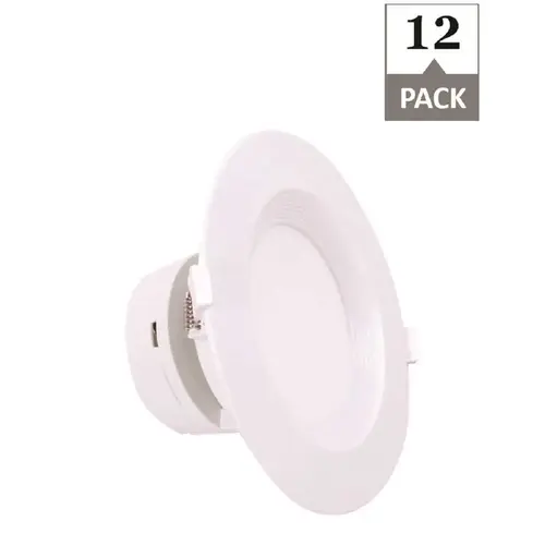 6 in. Canless 3000K New Construction or Remodel IC Rated Integrated LED Recessed Kit White - pack of 12