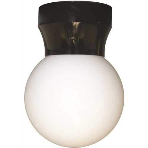 Black Screw Neck Outdoor Flush Mount Ceiling Pocket Globe Lantern