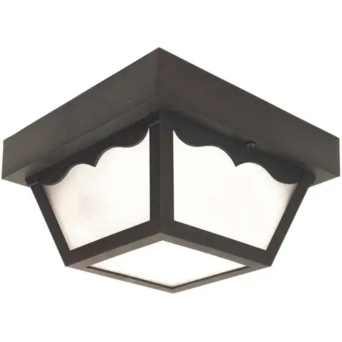 8.25 in. 1-Light Black Square Outdoor Ceiling Flush Mount Fixture