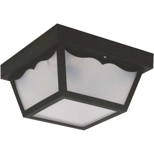 10.25 in. Black Square Outdoor Ceiling Flush Mount Fixture