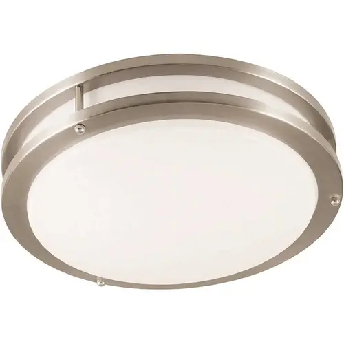 14.125 in. 1-Light Satin Nickel Fluorescent Flush Mount Color/Finish Family