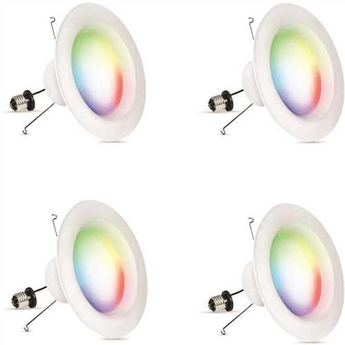 5/6 in. 75-Watt Equiv Smart Wi-Fi RGBW Color Changing Tunable White Integrated LED Retrofit Recessed Light Trim - pack of 4