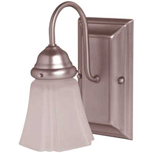 4.6 in. 1-Light Satin Nickel Wall Sconce with Clear Glass Shade