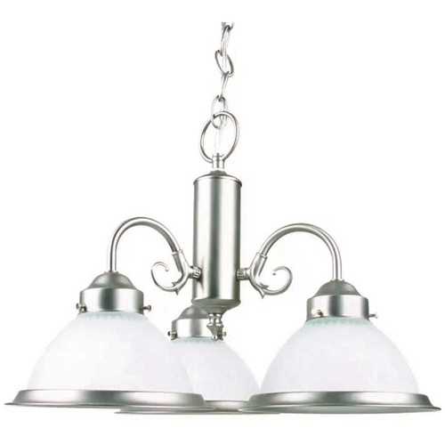 3-Light Brushed Nickel Chandelier with Frosted Glass Shades