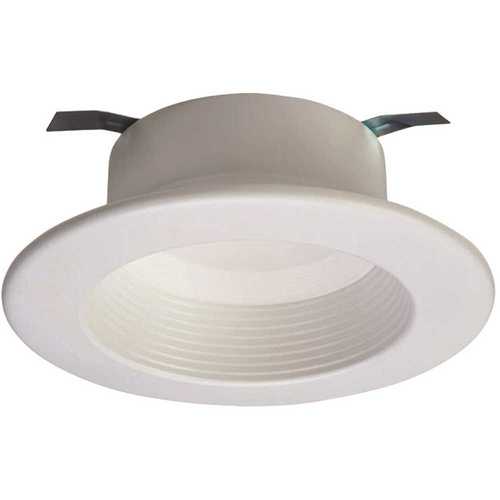 4 in. 3000K White Integrated LED Recessed Ceiling Light Fixture Retrofit Baffle Trim with 90 CRI Title 20 Compliant