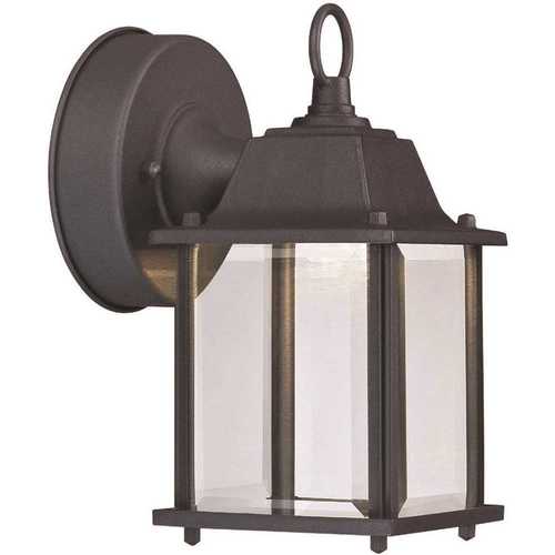 1-Light Black Integrated LED Outdoor Wall Lantern