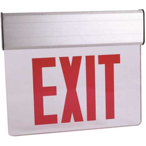 120-Volt to 277-Volt with Ni-Cad 4.8-Volt Edge Lit Integrated LED Red Exit Sign Color/Finish Family