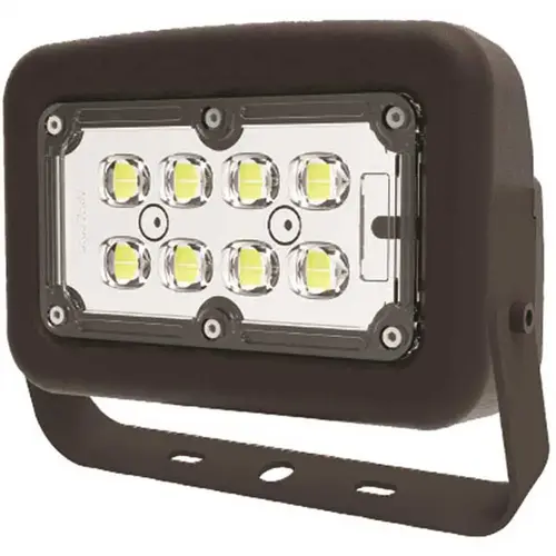 120-Volt to 277-Volt Yoke Line Voltage Bronze Outdoor Integrated LED Medium Landscape Flood Light, Selectable