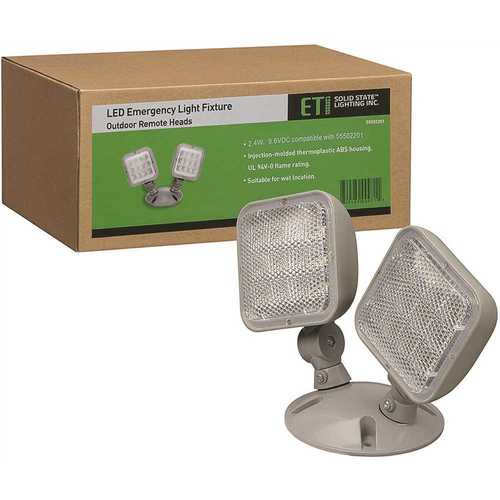 2-Light 60-Watt Equivalent Integrated LED Gray Emergency Light 6500K Daylight 2.4-Watt