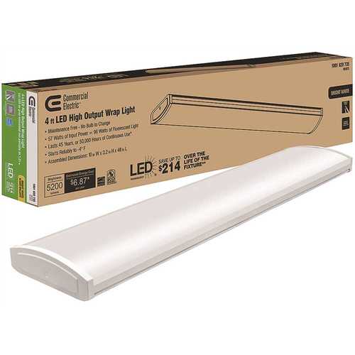 4 ft. High Output 5200 Lumens Integrated LED White Wraparound Light 4000K Bright White 120-277V Energy Star Rated Color/Finish Family