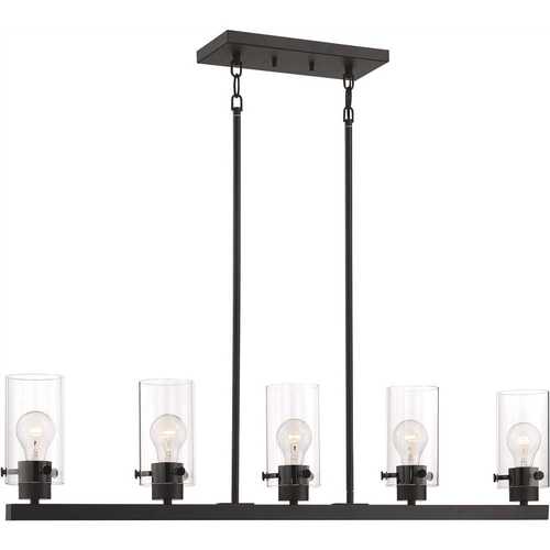 Nuvo Lighting 60-7276 Sommerset 5-Light Matte Black Island Pendant with Clear Glass Shades
