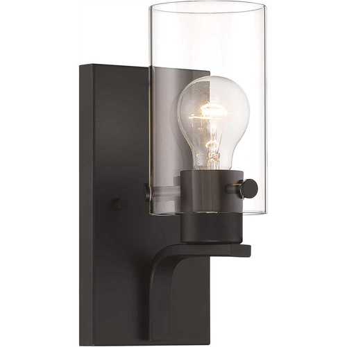 Nuvo Lighting 60-7271 Sommerset 5 in. 1-Light Matte Black Vanity Light with Clear Glass Shade