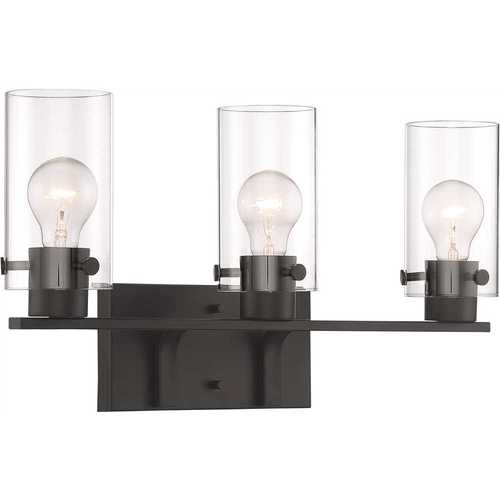 Nuvo Lighting 60-7273 Sommerset 21 in. 3-Light Matte Black Vanity Light with Clear Glass Shades