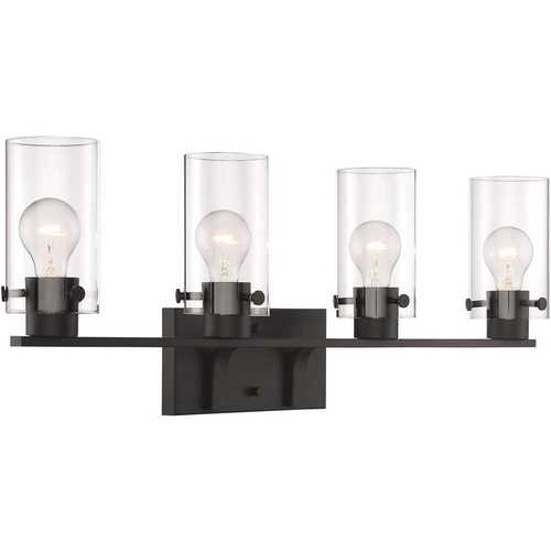 Nuvo Lighting 60-7274 Sommerset 30 in. 4-Light Matte Black Vanity Light with Clear Glass Shades