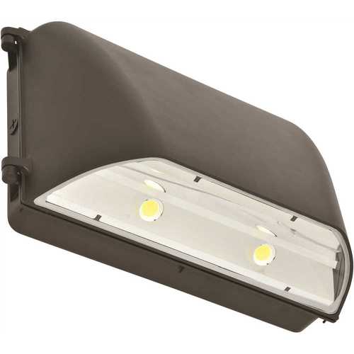 250-Watt Equivalent 50-Watt Integrated LED Bronze Wall Pack Light Dusk to Dawn with Photocell, 4000K