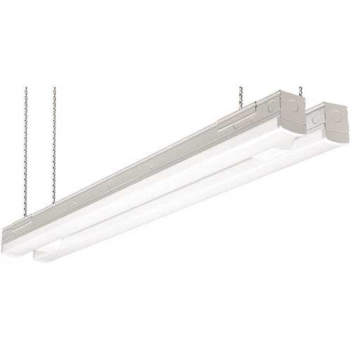8 ft. (Two 4 ft.) 440-Watt Equivalent Integrated LED White Commercial Strip Light Fixture High Output 11000 Lumens 4000K