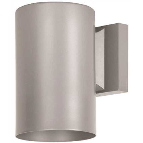 1-Light Silver Powder Coat LED Outdoor Cylinder Light Wall Sconce
