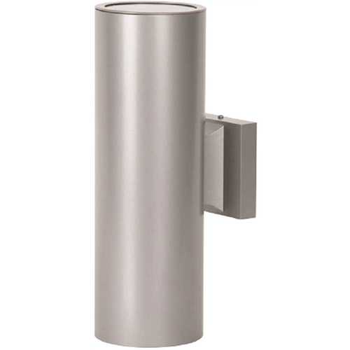 Silver Powder Coat LED Outdoor Cylinder Wall Sconce