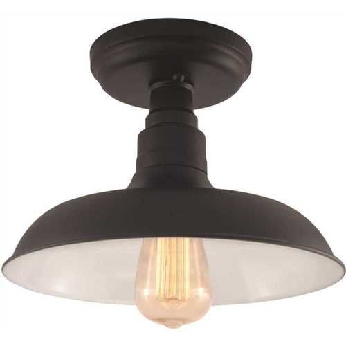 Design House 588525 Kimball 11 in. 1-Light Matte Black Ceiling Light Semi-Flush Mount
