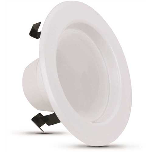 4 in. 50W Equivalent Bright White 3000K CEC Title 24 Integrated LED Retrofit White Recessed Light Trim Downlight - pack of 6