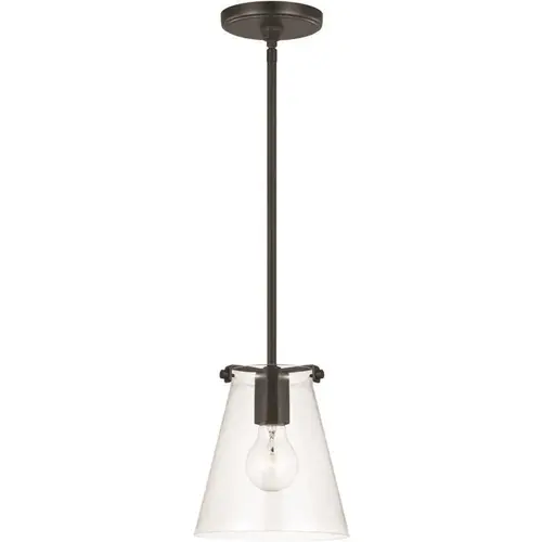 Sea Gull Lighting 6000801-112 Blaine 1-Light Matte Black Pendant with a Clear Glass Shade Color/Finish Family