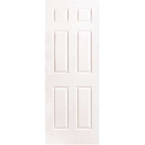 28 in. x 80 in. 6-Panel Left-Handed Solid-Core Textured Primed Composite Single Prehung Interior Door