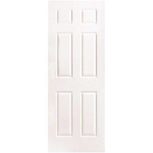 30 in. x 80 in. 6-Panel Left-Handed Solid-Core Textured Primed Composite Single Prehung Interior Door