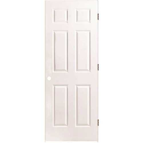 Masonite 34 X 80 LH 6-PNL PH 34 in. x 80 in. Textured 6-Panel Primed White Left Handed Hollow Core Composite Single Prehung Interior Door