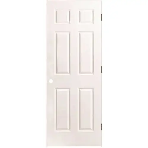 Masonite 34 X 80 LH 6-PNL PH 34 in. x 80 in. Textured 6-Panel Primed White Left Handed Hollow Core Composite Single Prehung Interior Door