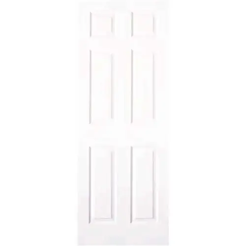 24 in. x 80 in. Textured 6-Panel Primed White Hollow Core Composite Interior Door Slab Unfinished