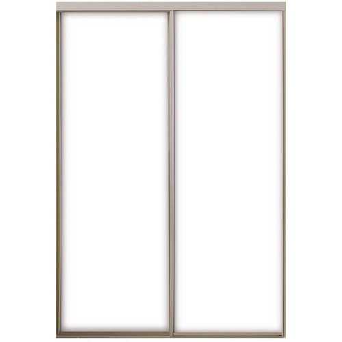 Contractors Wardrobe ASN-7180WH2S 71 in. x 80-1/2 in. Aspen Gloss White Steel Frame Prefinished White Hardboard Panels Interior Sliding Door